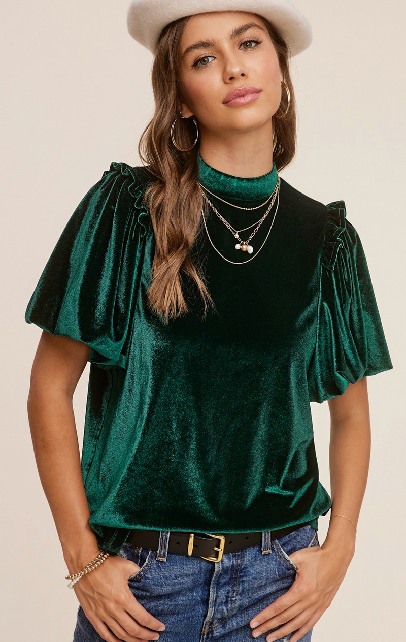 Velvety Puff Short Sleeve Top