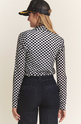 Annalise Checkered Mesh Top