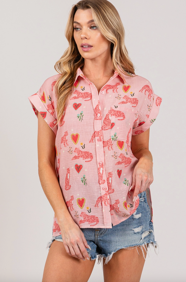 Romy Tiger Print Top