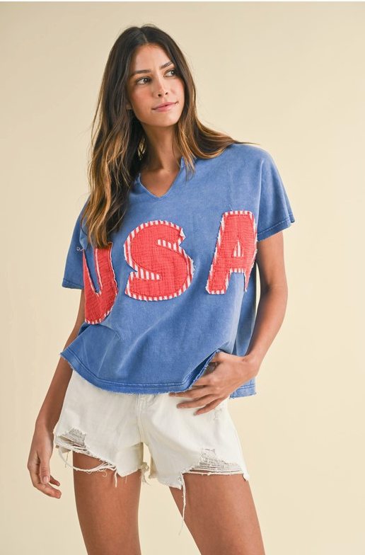 USA Patched Knit Top