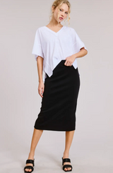 Scuba Pencil Midi Skirt