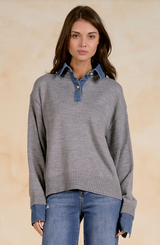 Drea Denim Collared Sweater