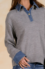 Drea Denim Collared Sweater